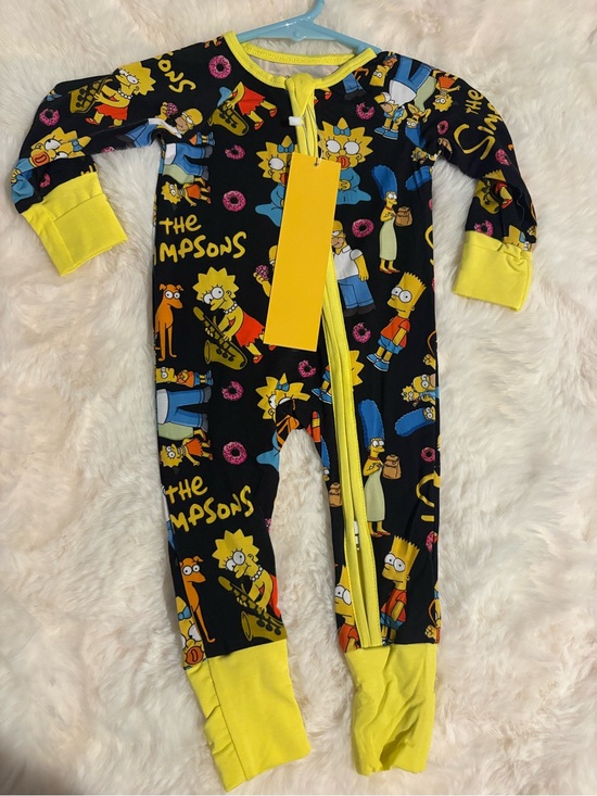 Other - Kids The Simpsons Black & Yellow Zipper One-Piece Pajamas